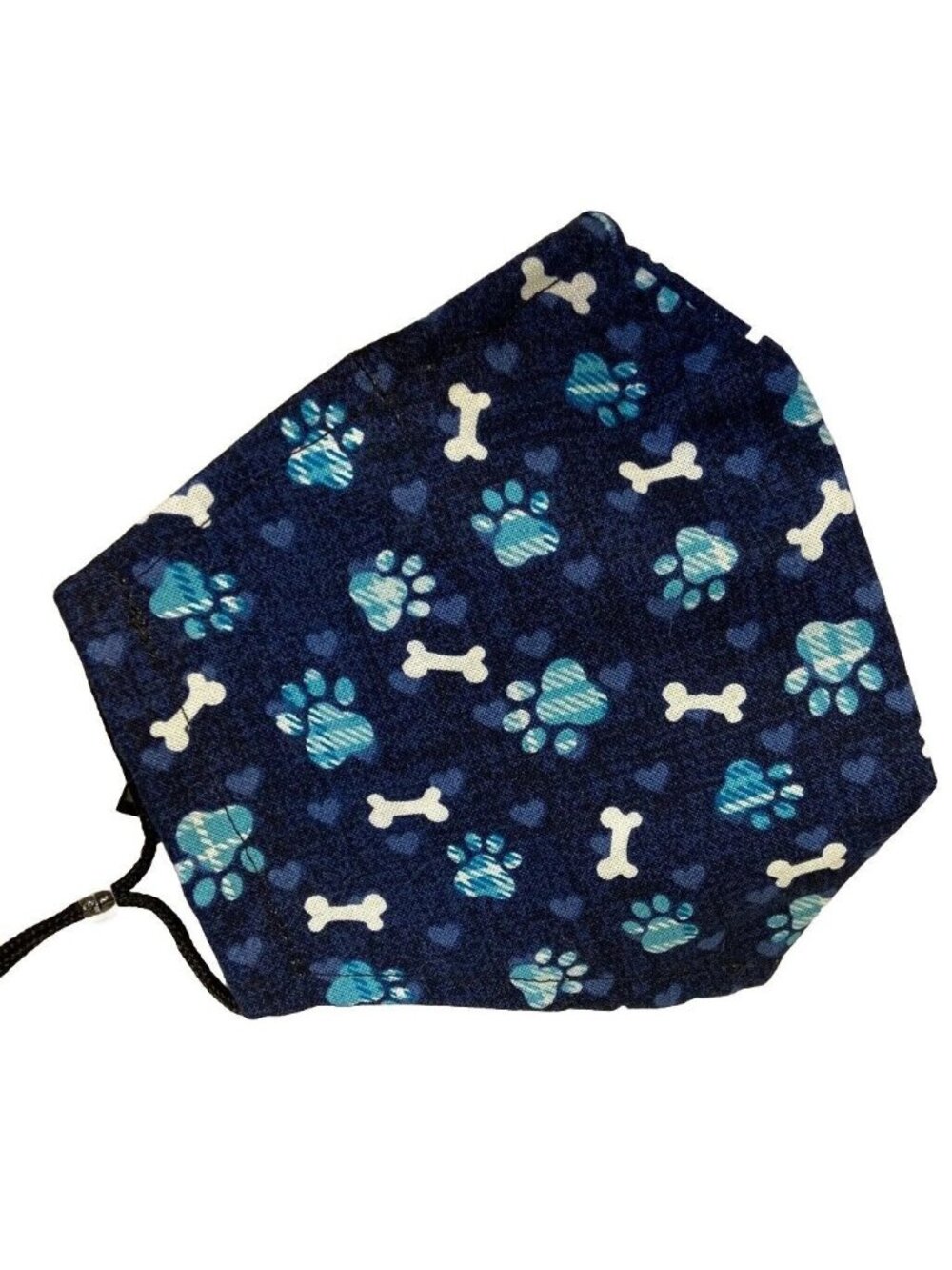 Handmade Adjustable Dog Paw Print Face Mask Blue Bones - Picture 1 of 5
